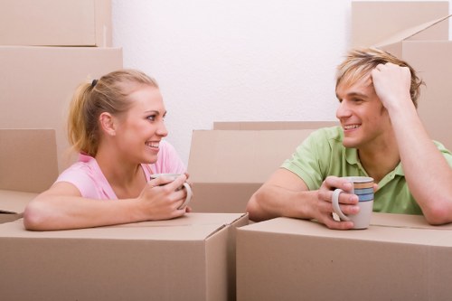 Professional office relocation team in action